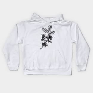 Blooming Flower with leaves and seed pods Kids Hoodie